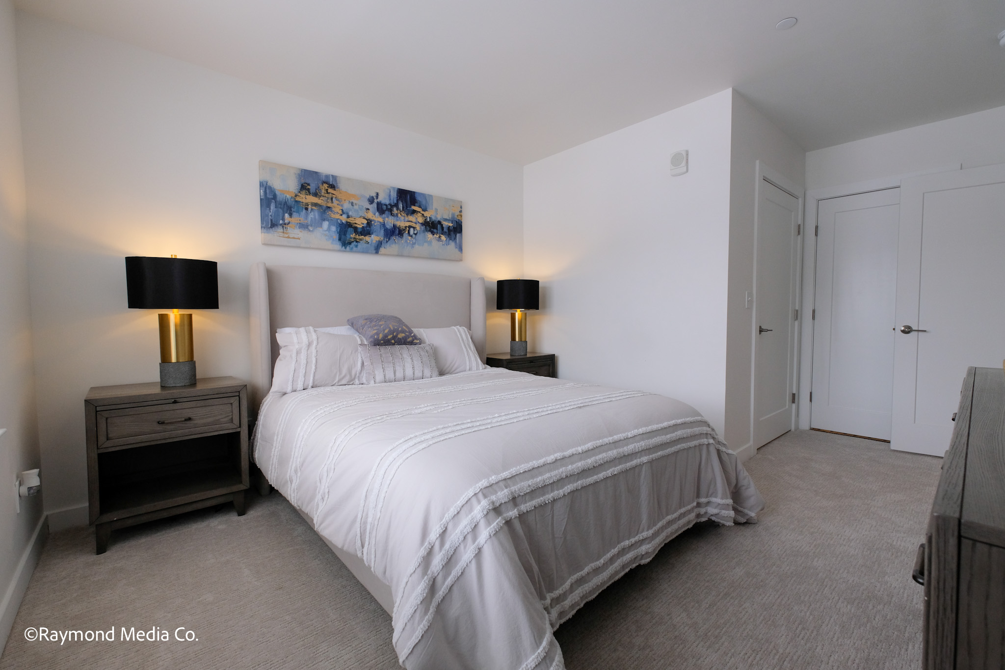 Bright apartment bedroom corner view in Auburn Maine