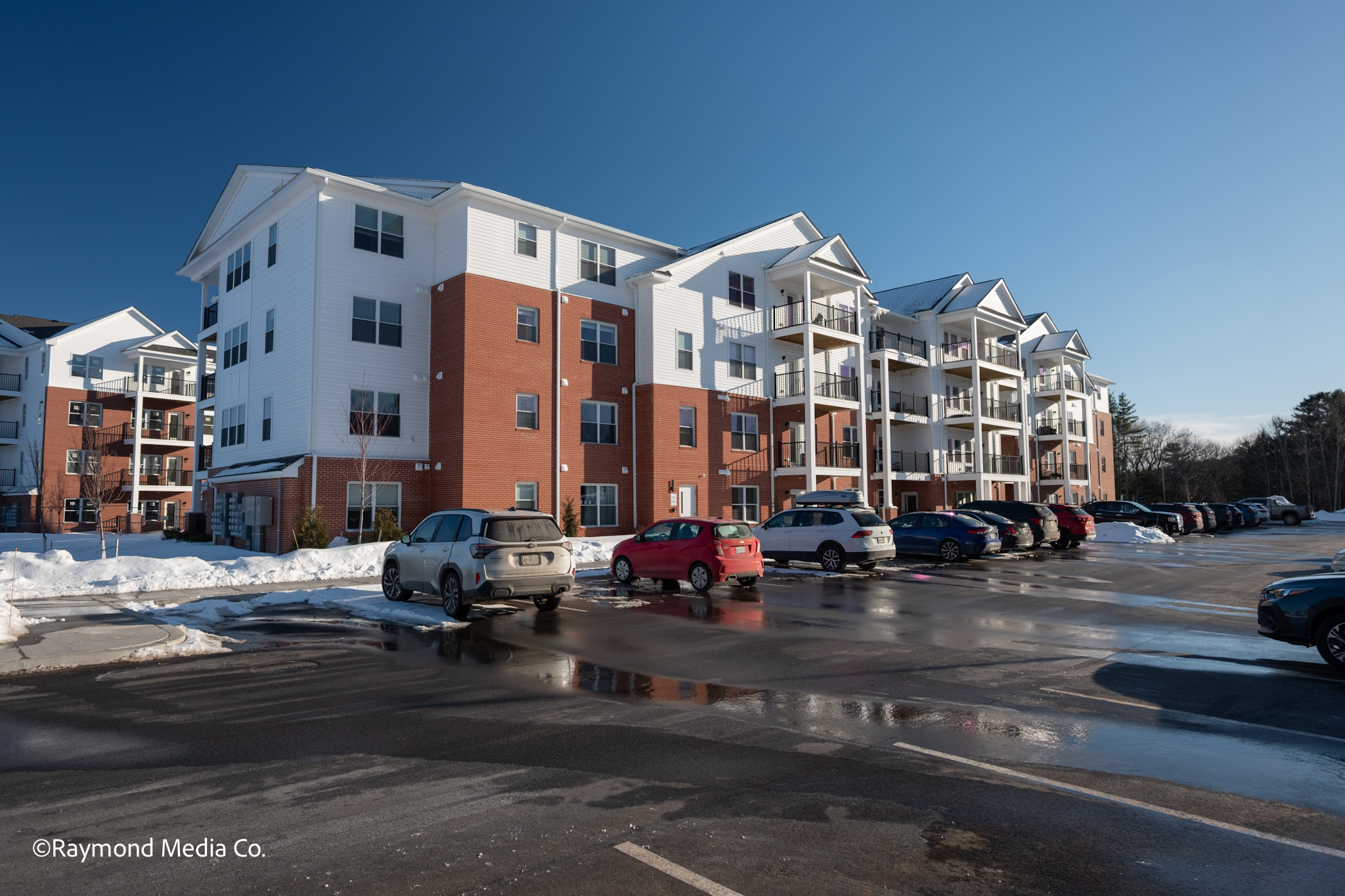 Modern apartment building exterior photographed in Auburn Maine